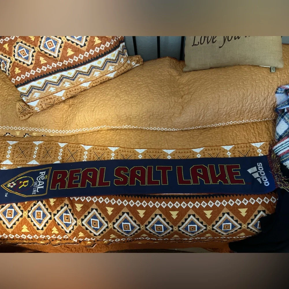 Real Salt Lake Fringed Winter Scarf  MLS Adidas Long Double Sided Blue & Red